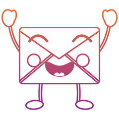 mail envelope kawaii character cartoon vector illustration   blur line gradient design