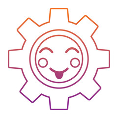 gear machinery piece cute kawaii cartoon vector illustration blur line gradient design