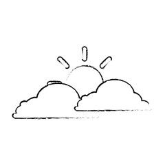 summer sun with clouds vector illustration design