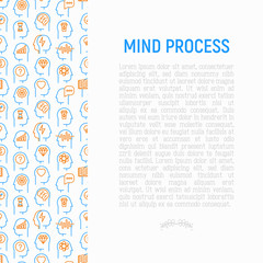Mind process concept with thin line icons: intelligence,  passion, conflict, innovation, time management, exploration, education, logical thinking. Modern vector illustration for web page.