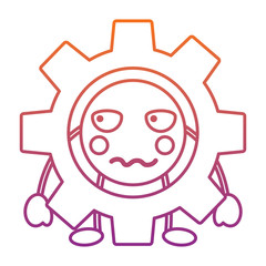 gear machinery piece cute kawaii cartoon vector illustration blur line gradient design