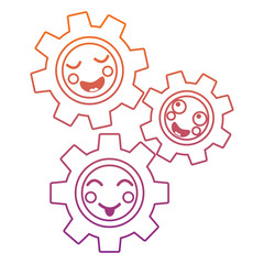 kawaii gears motion and mechanics cartoon vector illustration blur line gradient design