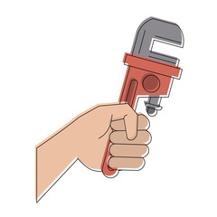 Hand with adjustable wrench icon vector illustration graphic design
