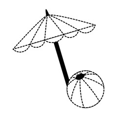beach umbrella with balloon vector illustration design