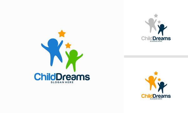 Happy Child Logo template designs, Child Reaching dream logo