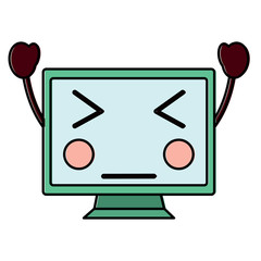 kawaii cute funny screen monitor vector illustration