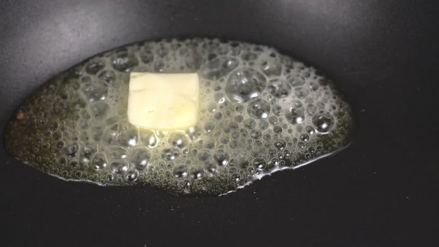 The oil melts in a frying pan