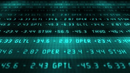 Blue Modern ominous Stock Market Ticker scrolling - Slant Angle 2