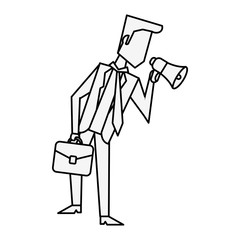 Businessman with briefcase and bullhorn icon vector illustration graphic design