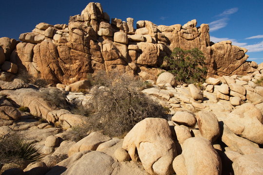 Landscape in Hidden Valley in Joshua Tree National Park in California in the USA
