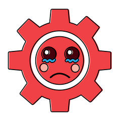 sad gear kawaii icon image vector illustration design 