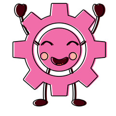 happy gear kawaii icon image vector illustration design 