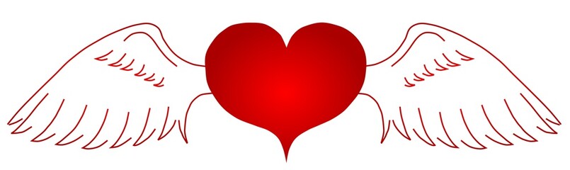 red heart with wings