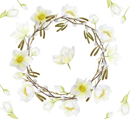 Handpainted watercolor flowers set in vintage style. It's perfect for greeting cards, wedding invitation, birthday and mothers day cards. Watercolor botanical illustration isolated.