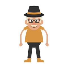 Cute grandfather cartoon walking stick icon vector illustration graphic design