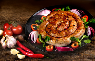 sausage rings, with vegetables