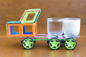 the car carries water and milk