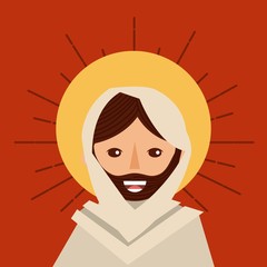 face jesus christ religious catholic vector illustration