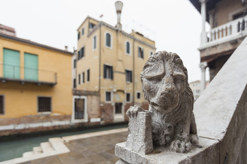 Fototapeta na wymiar lion sculpture on stairs