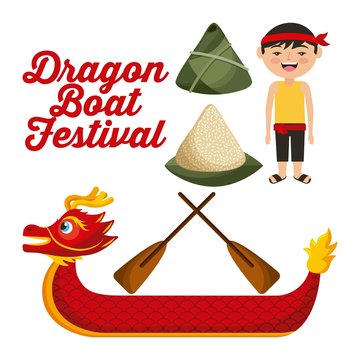dragon boat festival chinese man rice dumpling vector illustration