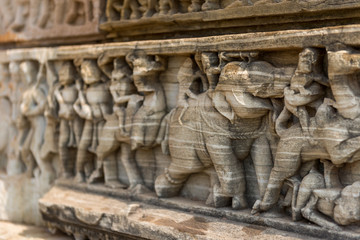 relief figure on the walls of a temple in Chittorgarh, Rajasthan