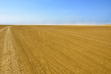 Fototapeta na wymiar Desert on blue sky background