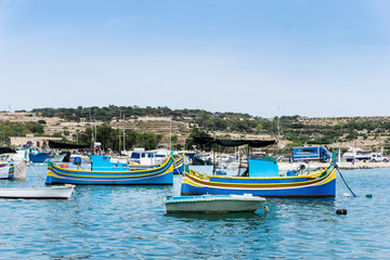 Fototapeta na wymiar Typical Seaside port in Valletta in Malta