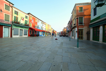 Fototapeta na wymiar main street of Burano Island ITALY in the early morning