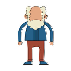 Cute grandfather cartoon walking stick icon vector illustration graphic design