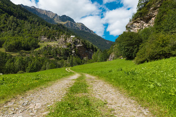 Landscape of the Swiss valley at Rossa in the Grisons