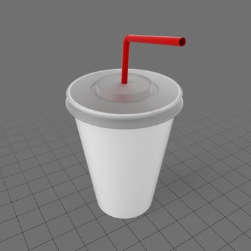 Paper cup with lid and straw