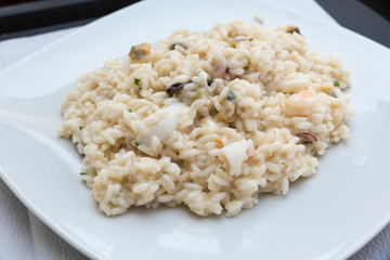 Delicious risotto with seafood