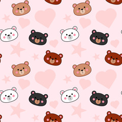 Seamless bear baby pattern for a girl (pink background)