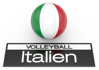 Fototapeta premium Volleyball mit Italien Flagge, Deutsche Version, 3D-Rendering