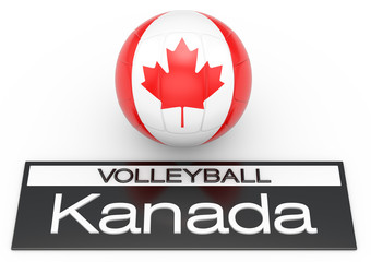 Volleyball mit Kanada Flagge, Deutsche Version, 3D-Rendering