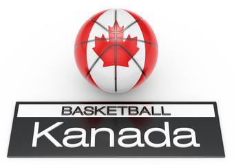 Basketball mit Kanada Flagge, Deutsche Version, 3D-Rendering