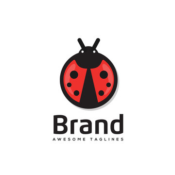 Ladybug is an arthropod logo vector,.The insect beetle, ladybug icon and logo style vector symbol stock