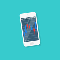 flat style web banner on mobile stock trading concept, online trading, stock market analysis, business and investment, forex exchange