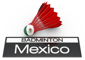Badminton mit Mexiko Flagge, 3D-Rendering