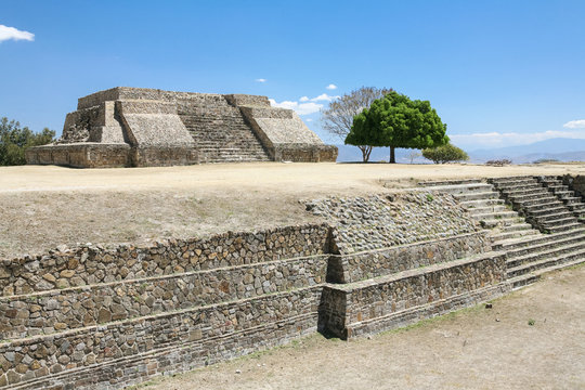 Ancient mexican ruins on Monte Alban, Oaxaca, Mexico