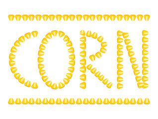 corn seeds making word corn