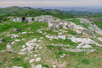 Fototapeta na wymiar On Top Of Mount Labbro With A View Of The Ruins