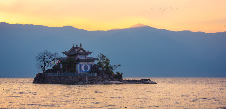 Xiao putuo island on erhai lake in Yunnan , china . large copy space