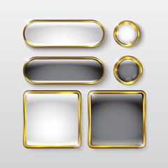 Button set web glossy black Gold