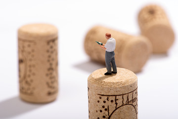 Miniature figure of a sommelier or wine expert