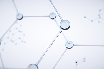 Abstract 3D Rendering of Structure with Spheres，molecule model，science wit background.