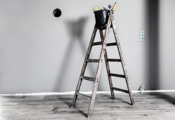 ladder and paints
