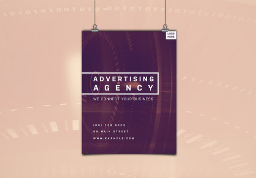 Dark Red Agency Flyer with Digital Clock Elements 