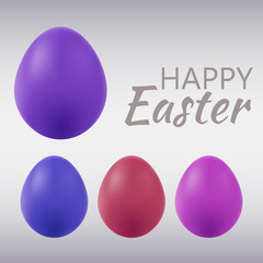 Set of colored eggs on Easter holiday, isolated on gray, vector illustration