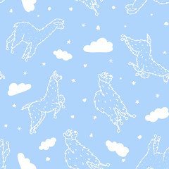 Obraz premium Vector seamless pattern with lama dream